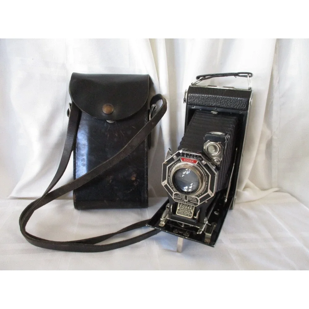 30's Kodak No 2 Diodak Six-16 Octagonal Art Deco Folding Camera With Case